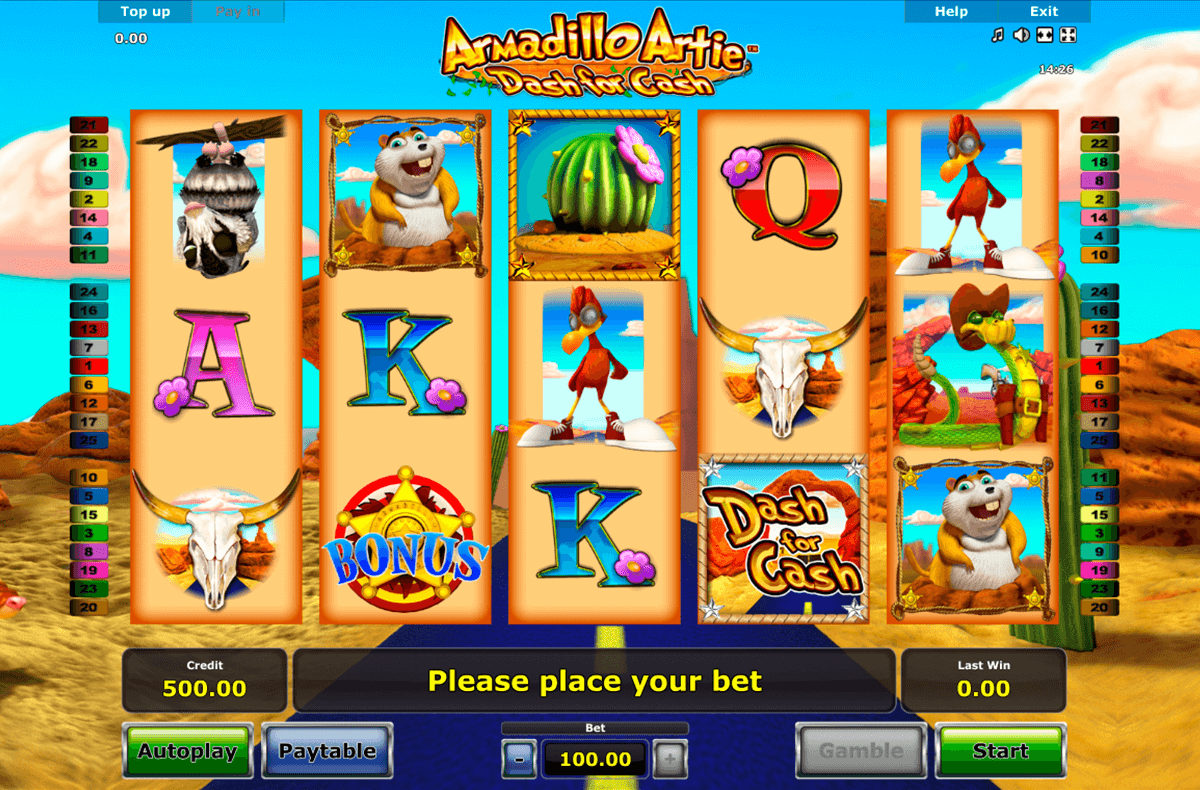 armadillo artie novomatic casinospil online 