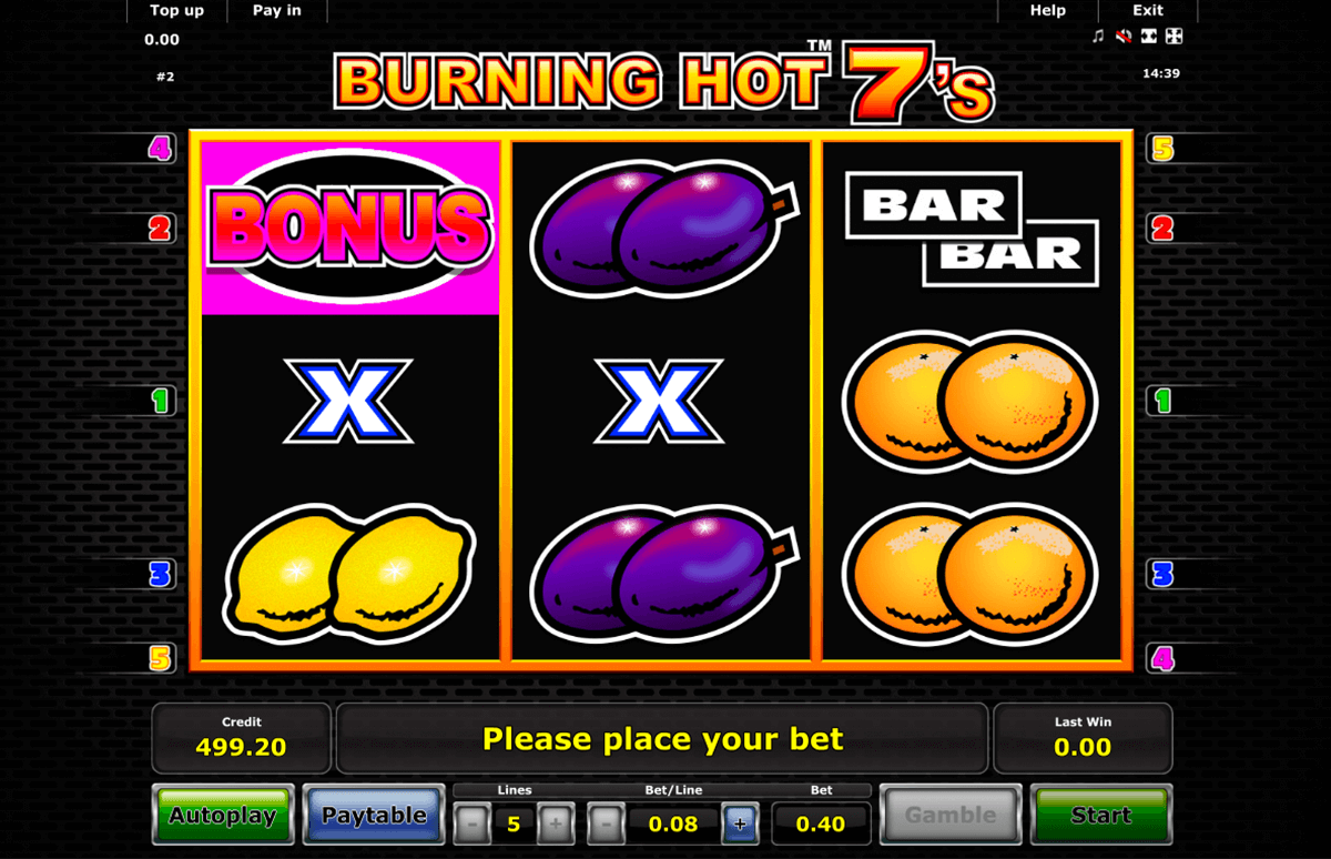 burning hot sevens novomatic casinospil online 