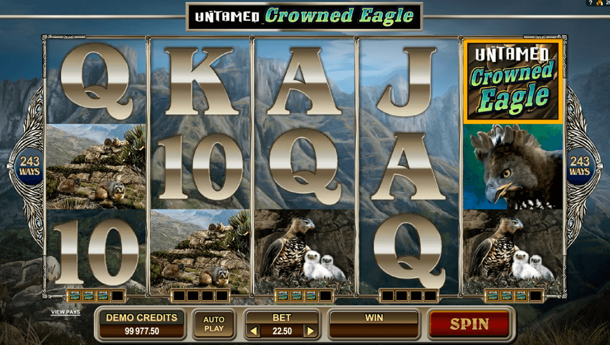 untamed crowned eagle microgaming casinospil online 